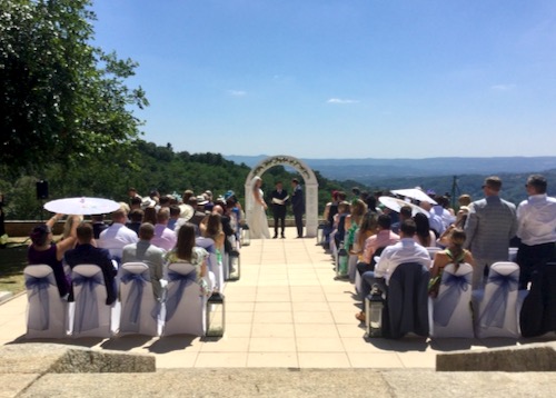 wedding ceremony at chateau du doux