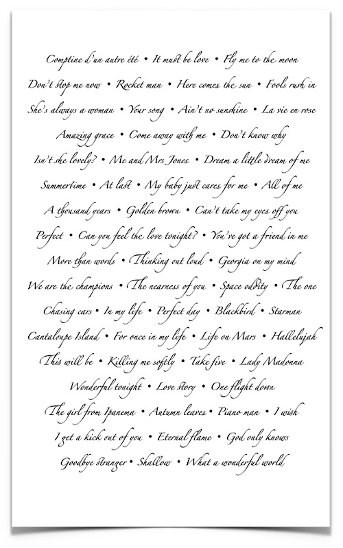 wedding pianist cornwall set list